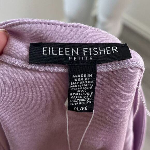 Eileen Fisher Women's Size L Petite Purple Fine Tencel Jersey Mandarin NEW Dress - Picture 14 of 16